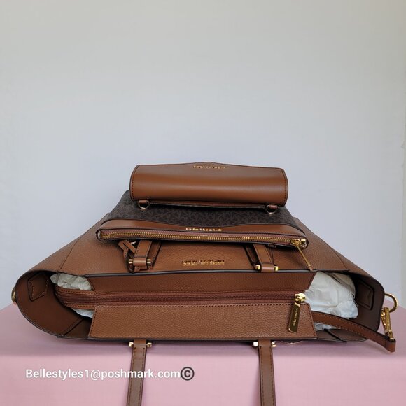 MICHAEL KORS Kimberly Embossed (PU) Large 3-in-1 Tote SET- Brown/Luggage 🎈$198. - Picture 12 of 16